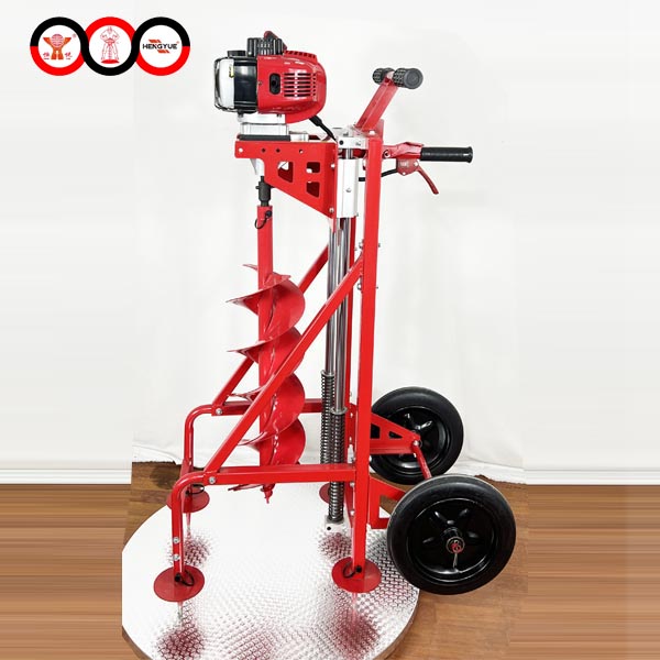 58 CC 2 stroke gasoline engine power earth auger machine with wheel and shelf