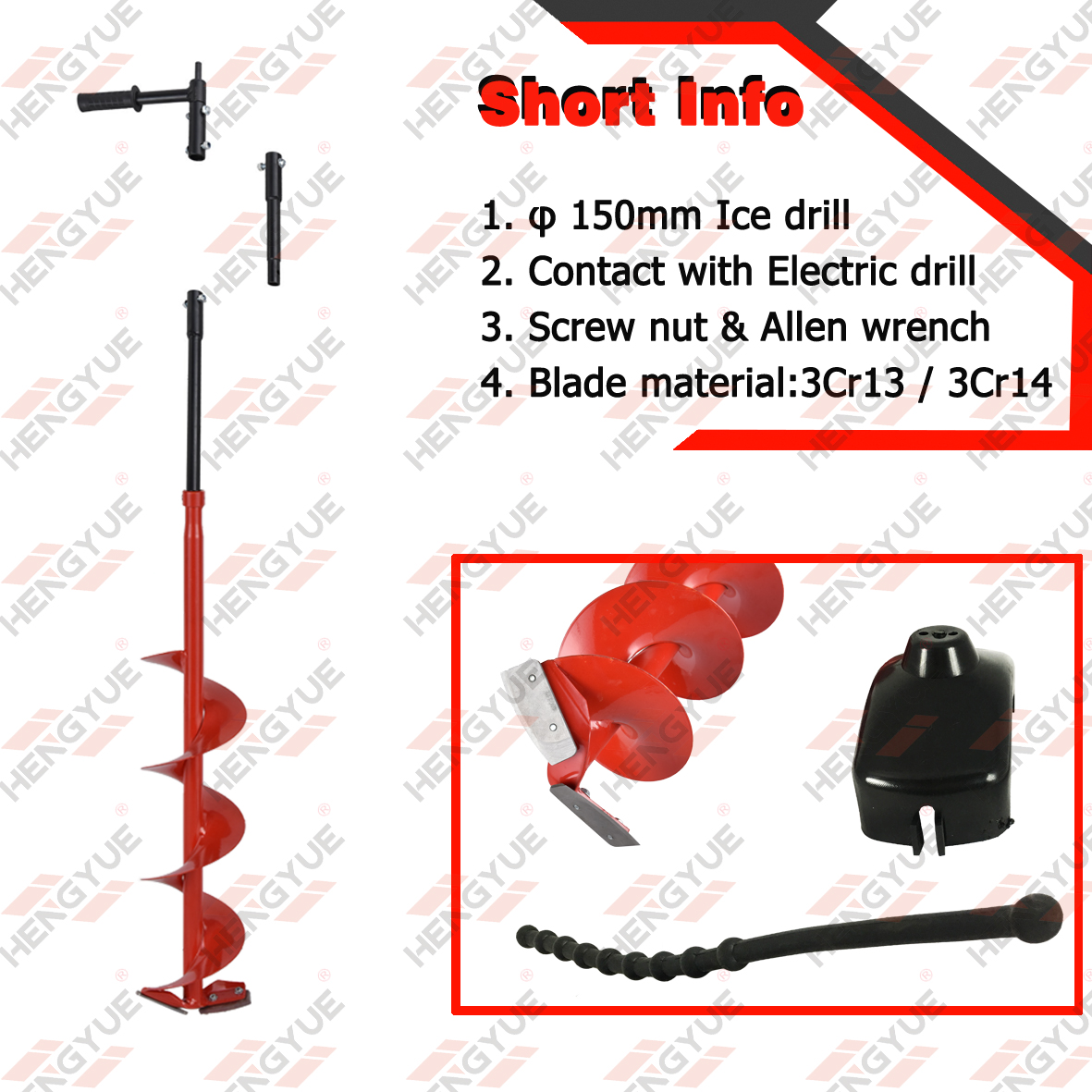 HY-ICE05 Dia 150mm Length 900mm Ice drill bits for for fishing in winter , By Electric drill