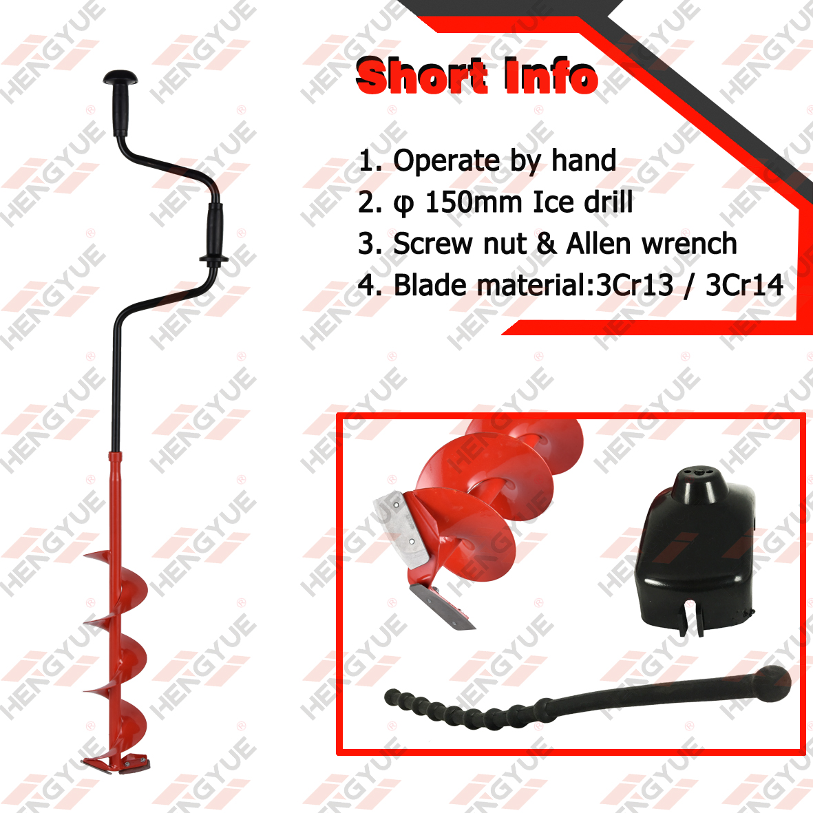 HY-ICE04 Dia 150mm Length 900mm Ice drill bits for fishing in winter , operate by hand 